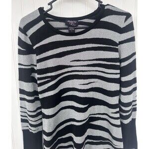 Hooked Up by I.O.I Y2K Zebra Stripe Metallic Knit Sweater Women’s Large